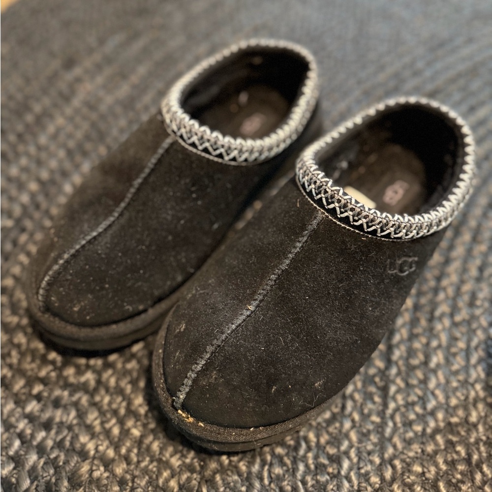 UGG Black Suede Slip-On Clogs